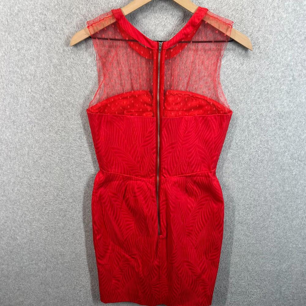 The Kooples Red Mini Dress Polka Dot Mesh Yoke Sexy Valentine Womens 36 US S NWT - Picture 2 of 9